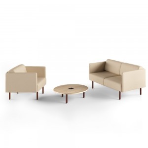 Mesa de centro redonda elegante de melanina con base de metal de ofifran