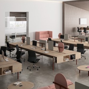 Mesa original auxiliar de oficina Bench elegante elaborada en metal y melamina de Ofifran