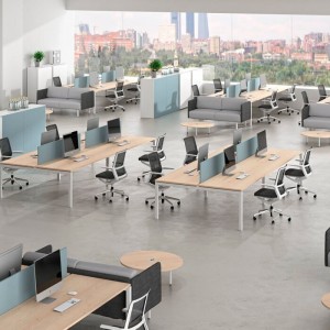 Mesa moderna auxiliar de oficina Bench cómoda con acabados en metal y melamina de Ofifran