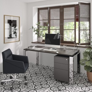 Mesa de centro cuadrada con diseño elegante fabricada en base de metal y melamina de Ofifran