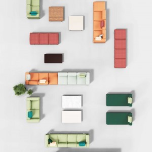 Sofá 4 plazas exterior pies Teca, colección Molo de Kettal.