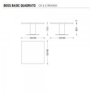 Mesa Boss Basic Quadrato de Riva1920 con un diseño de alto nivel y lujoso con terminaciones a mano.