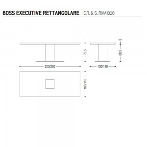 Mesa comedor Madera rectangular Boss executive de Riva1920 con un diseño moderno, acabados elegantes y de madera maciza.