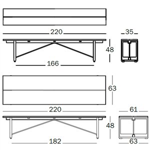 Banco Brut de Magis. Banco con estructura de hierro y asiento en madera.