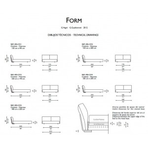 Cama diseño Form con cabezal tapizado con 2 cojines de Casadesús.