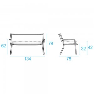 Sofá 2 plazas Athena para espacios exteriores de Emu.