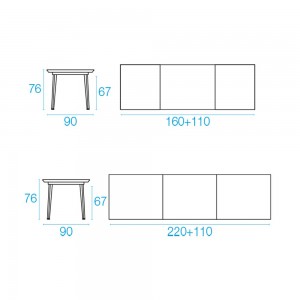 Mesa Extensible Plus4 ideal para espacios exteriores diseño de Emu.