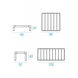 Mesa baja Tami ideal para espacios exteriores de Emu.