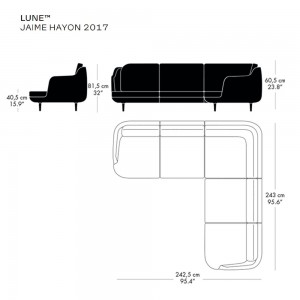Sofá Lune esquinero de Fritz Hansen con un diseño moderno de alto lujo.