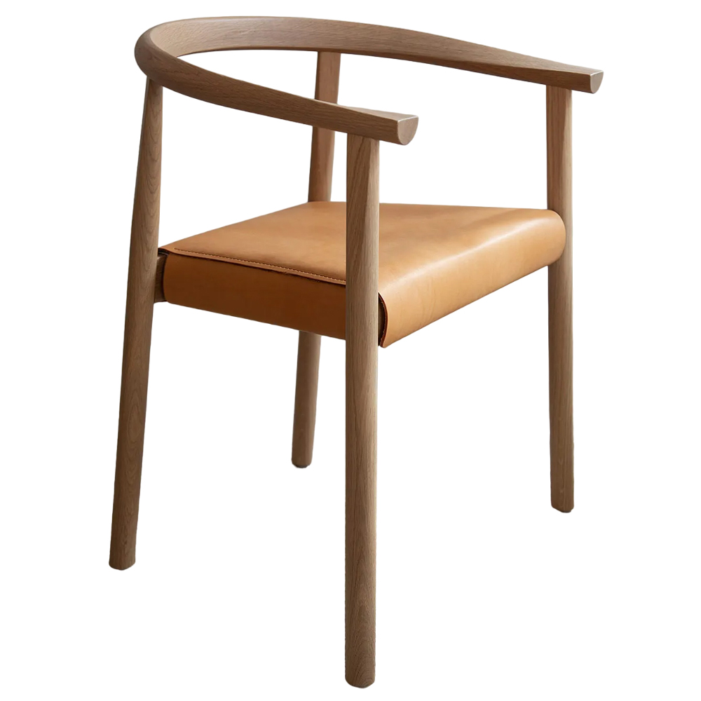 Sillón Tokyo de Bensen en madera maciza con diseño moderno y asiento tapizado en piel.