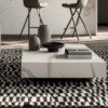 Mesa transformable Box de Ozzio design. Mesa auxiliar de marmol y cristal