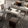 Mesa transformable Box de Ozzio design. Mesa auxiliar de marmol y cristal
