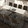 Mesa transformable Box de Ozzio design. Mesa auxiliar de marmol y cristal