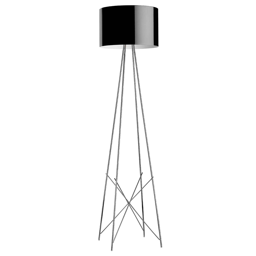 Lámpara de pie de metal cromado Ray F de Flos. Lámparas modernas.