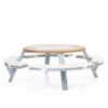 Mesa terraza con bancos Gargantua de Extremis. Mueble de exterior.