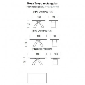 Mesa Tokyo fija rectangular de Tonin casa. Muebles modernos de hogar.