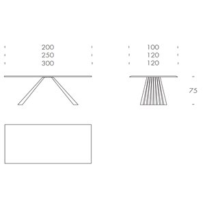 Mesa Ventaglio fija madera de Tonin casa. Muebles modernos de hogar.