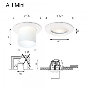 Lámpara empotrada Danesa AH Mini de Louis Poulsen con diseño moderno y elegante.