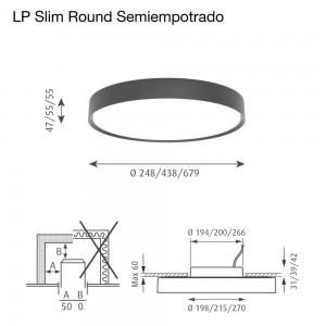 Lámpara LP Slim Semi Recessed de Louis Poulsen.