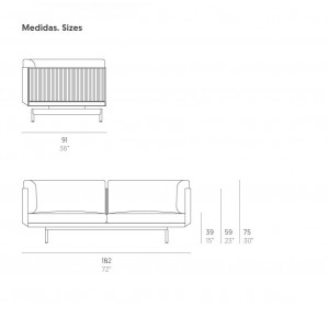 Sofá de 2 plazas de exterior Onde de Gandia Blasco. Muebles de diseño.