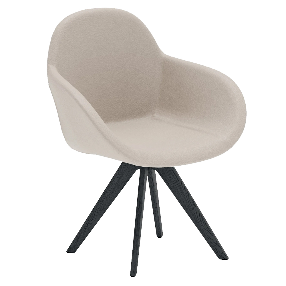 Sillón Fiona de Ozzio design. Estructura en madera y tapizado en piel, ecopiel o terciopelo.