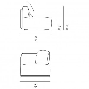 Sofá modular 3 Bosc de Gandia Blasco. Sofás de diseño moderno para exterior.