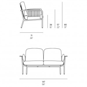 Sofá 2 plazas Capa de Gandia Blasco. Muebles de diseño moderno para exterior.