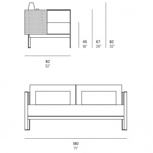 Sofá 2 plazas Solanas para exterior de Gandia Blasco. Muebles para patio y jardín.
