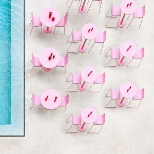 Mesa moderna redonda Mona. Diseño para exterior de Diabla Team en 3 diámetros.