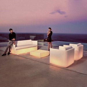 Sofá Ulm con Acolchado Náutico para Interior y Exterior y con Luces Led