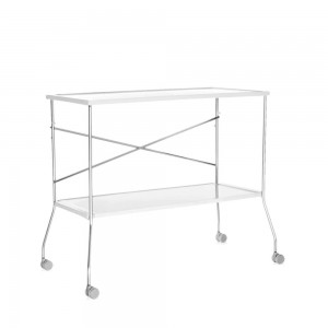 Mesa rectangular Flip de Kartell de acero coromado y selectos colores.