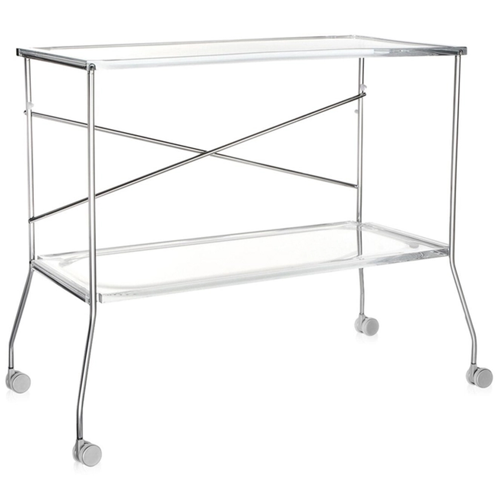 Mesa rectangular Flip de Kartell de acero coromado y selectos colores.