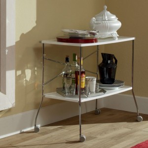 Mesa rectangular Flip de Kartell de acero coromado y selectos colores.