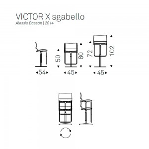 Taburete Victor X de Cattelan Italia. Muebles modernos italianos. Taburetes giratorios.