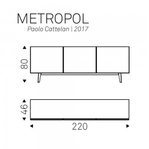 Aparador Metropol de Cattelan Italia. Aparador con puertas de cerámica.