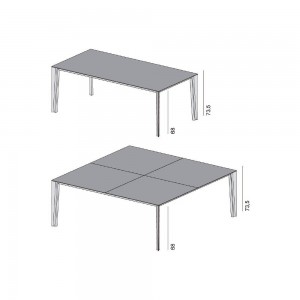 Mesa Skin Cerámica/Cristal fija de Desalto. Mesas de diseño italiano.