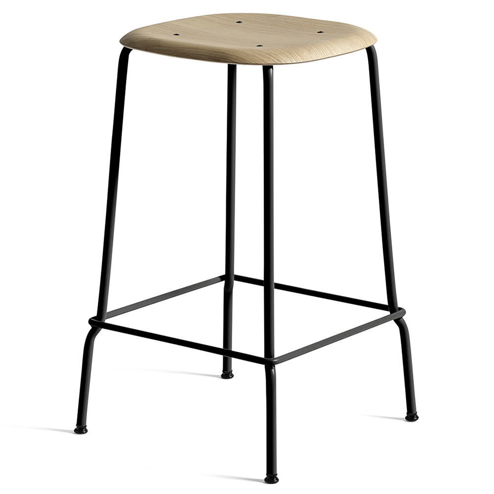 Taburete Soft Edge 80 de madera y acero de Hay para cafés y restaurantes.