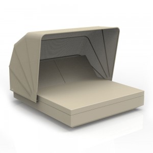 Cama Vela Daybed cuadrada con parasol y 2 cabezales reclinables