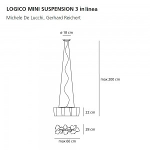 Lógico mini suspensión 3 in linea Artemide. Tienda de lámparas modernas.