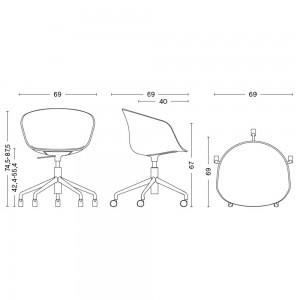 Silla AAC 53 tapizada de aluminio y polipropileno tapizada de Hay ideal para las oficinas