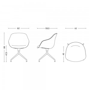 Silla AAC 121 tapizada de Hay. Silla giratoria tapizada.