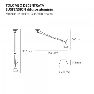 Tolomeo decentrata suspensión aluminio de Artemide. Iluminación moderna.