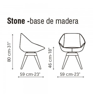 Silla Stone con patas de madera de Bonaldo. Diseño italiano moderno.
