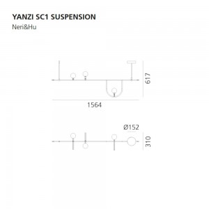 Lámpara Yanzi /SC1 de Artemide con un diseño único y elegante de suspensión.
