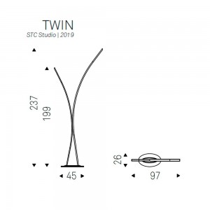 Lámpara de pie Twin de Cattelan Italia. Iluminación de diseño. Lámpara de pie.