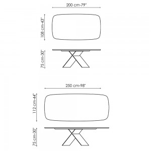 Mesa AX fija de Bonaldo. Moderna mesa redondeada de calidad italiana.