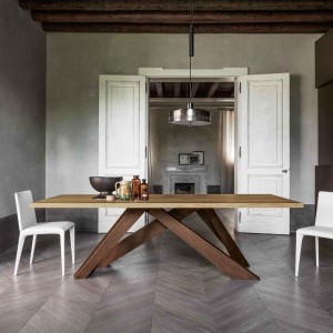 Mesa Big Table fija madera de Bonaldo. Mobiliario de diseño italiano.