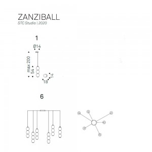 Lámpara pie Zanziball de Cattelan Italia. Lámparas modernas italianas.