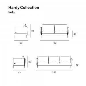 Sofá salón en varias dimensiones Hardy de Blasco&Vila. Sofás de diseño moderno.