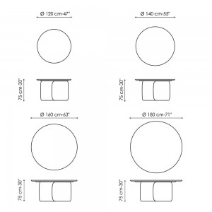 Mesa Mellow redonda de Bonaldo. Mobiliario de diseño italiano.